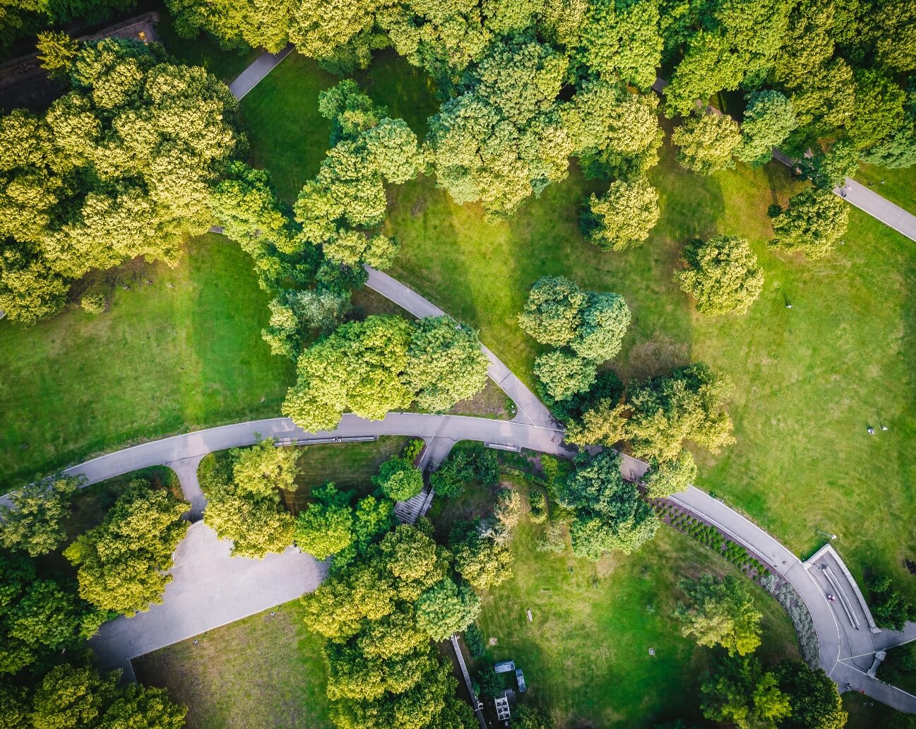 aerial view of parkland