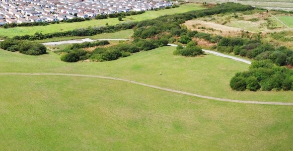 aerial view of parkland